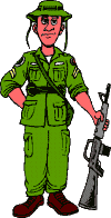 Jungle fatigued Soldier with M16
